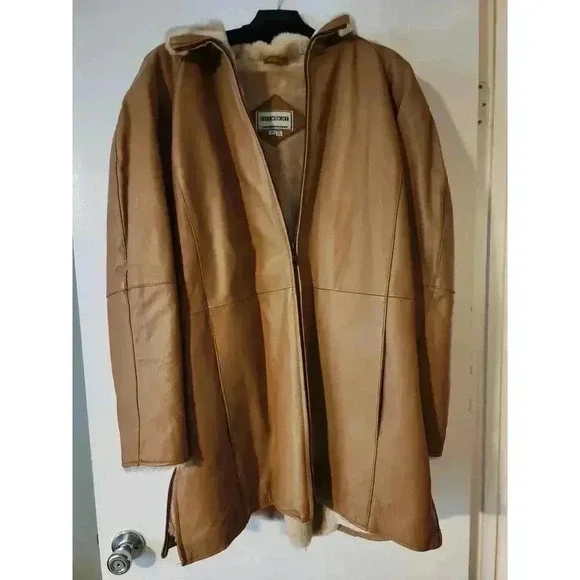 Fitzwright 2XL Tan Leather Jacket with Faux Fur Lining - Picture 1 of 8